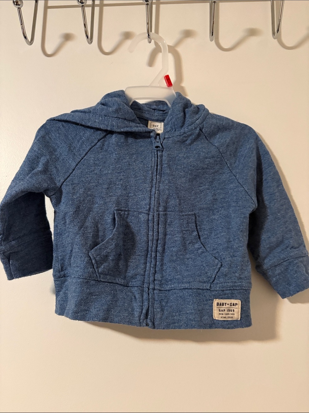 GAP Kids Heathered Blue Zip Hoodie with Front Pockets
